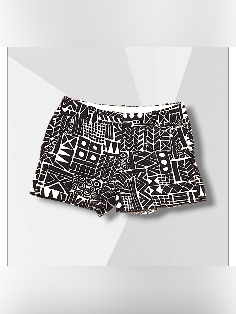 J. Crew Navy and White Geometric Print Cotton Shorts